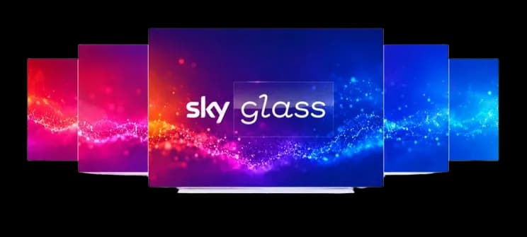 Sky Glass IPTV displayed on multiple television screens
